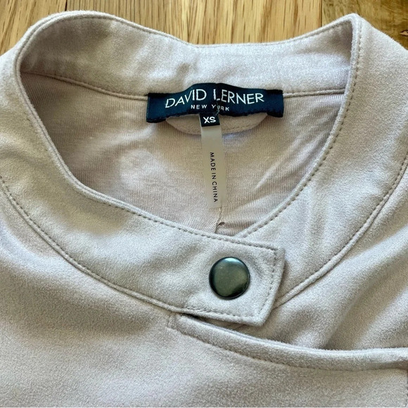 David Lerner Pastel Pink Vegan Faux Suede Moto Jacket Size XS - Picture 2 of 4